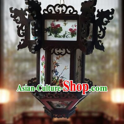 Traditional Chinese Handmade Sheepskin Lantern Classical Wood Palace Lantern China Ceiling Palace Lamp