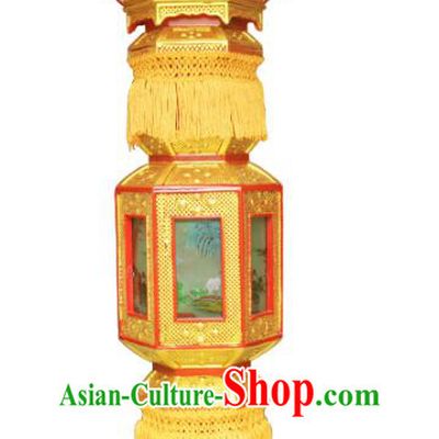 Traditional Chinese Handmade Gold-plating Lantern Classical Dragons Palace Lantern China Floor Palace Lamp
