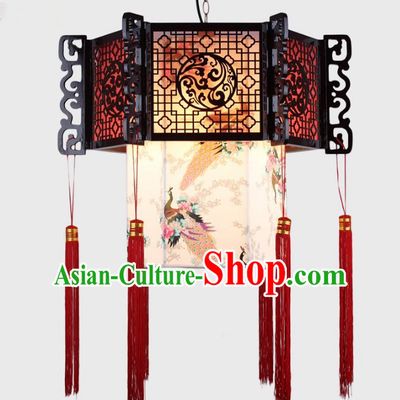 Traditional Chinese Handmade Printing Peacock Sheepskin Lantern Classical Palace Lantern China Ceiling Palace Lamp