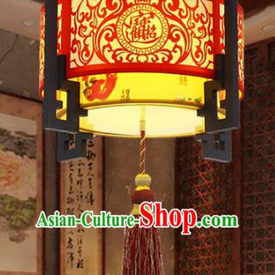 Traditional Chinese Handmade Sheepskin Lantern Classical Wood Carving Palace Lantern China Ceiling Palace Lamp