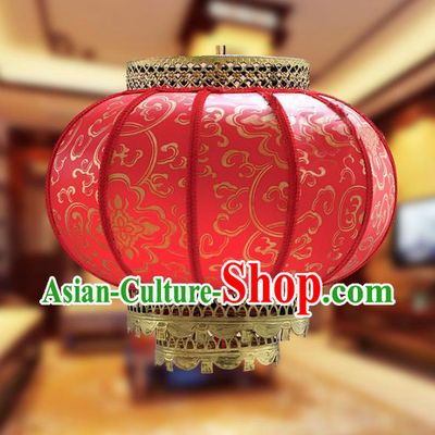 Traditional Chinese Handmade Red Sheepskin Ceiling Lantern Classical Round Palace Lantern China Palace Lamp