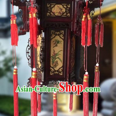 Traditional Chinese Handmade Woodcarving Printing Orchid Sheepskin Ceiling Lantern Classical Palace Lantern China Palace Lamp