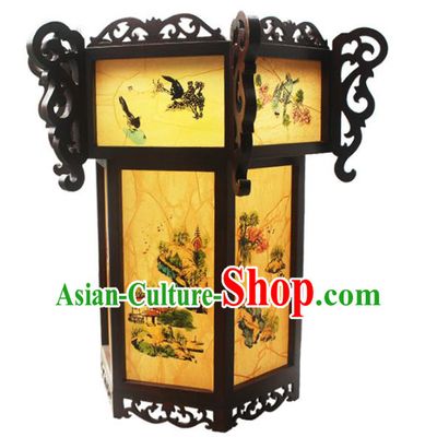 Traditional Chinese Handmade Sheepskin Ceiling Lantern Classical Hexagon Palace Lantern China Palace Lamp