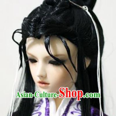 Traditional Handmade Chinese Ancient Han Dynasty Swordsman Hair Accessories Wig Sheath for Men