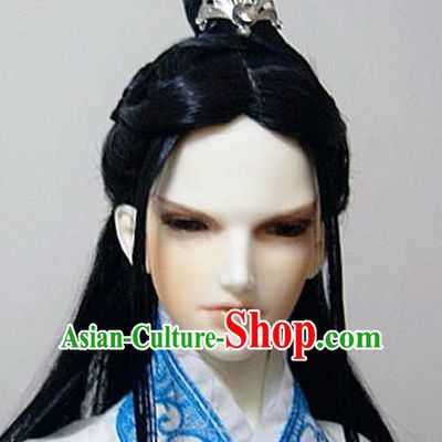 Traditional Handmade Chinese Ancient Han Dynasty Prince Hair Accessories Wig Sheath for Men
