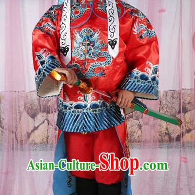 Chinese Beijing Opera Takefu Costume Red Embroidered Robe, China Peking Opera General Embroidery Gwanbok Clothing