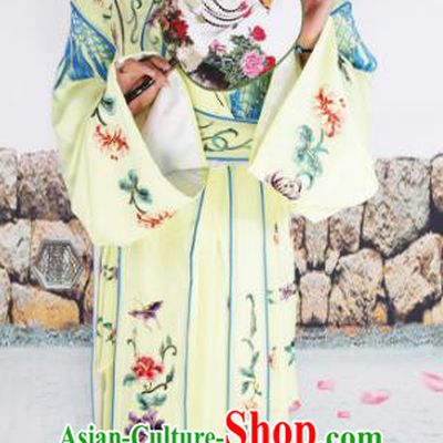 Chinese Beijing Opera Princess Yellow Embroidered Costume, China Peking Opera Actress Embroidery Clothing
