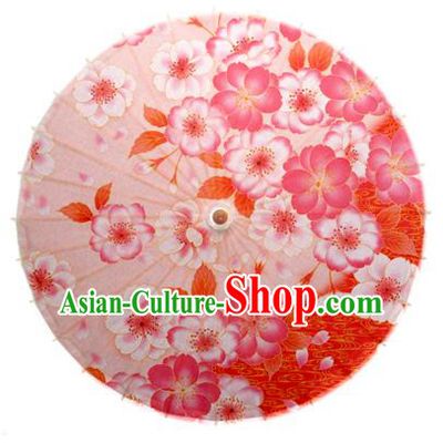 Asian China Dance Umbrella Handmade Classical Printing Flowers Oil-paper Umbrellas Stage Performance Pink Umbrella