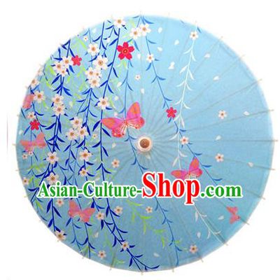 Asian China Dance Umbrella Handmade Classical Printing Butterfly Oil-paper Umbrellas Stage Performance Umbrella