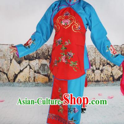 Chinese Beijing Opera Servant Girl Red Embroidered Costume, China Peking Opera Actress Embroidery Clothing