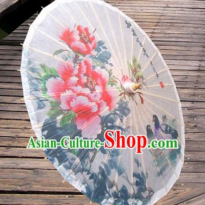 Asian China Dance Umbrella Stage Performance Umbrella Handmade Printing Peony Oil-paper Umbrellas