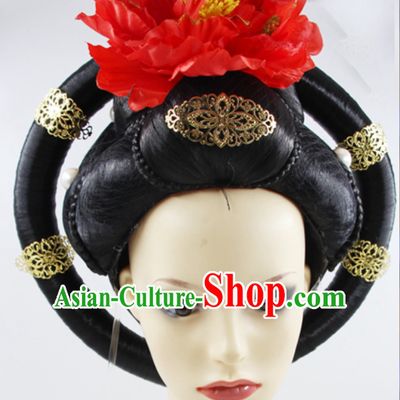 Ancient Chinese Tang Dynasty Empress Wig and Hair Accessories