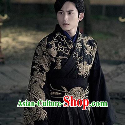 Traditional Chinese Ancient Qin Dynasty Prince Embroidered Costume for Men