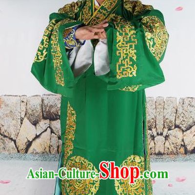Chinese Beijing Opera Niche Costume Green Embroidered Robe, China Peking Opera Scholar Embroidery Clothing