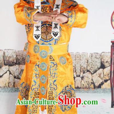 Chinese Beijing Opera Takefu Costume Yellow Embroidered Robe, China Peking Opera Imperial Bodyguard Embroidery Clothing