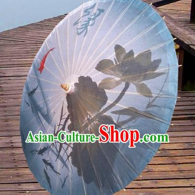 China Traditional Dance Handmade Umbrella Ink Painting Lotus Oil-paper Umbrella Stage Performance Props Umbrellas