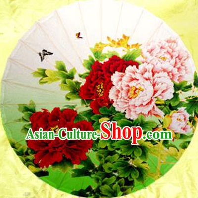 Handmade China Traditional Dance Painting Peony Flowers Umbrella Oil-paper Umbrella Stage Performance Props Umbrellas