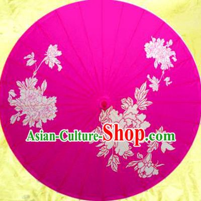 Handmade China Traditional Dance Painting Peony Rosy Umbrella Oil-paper Umbrella Stage Performance Props Umbrellas