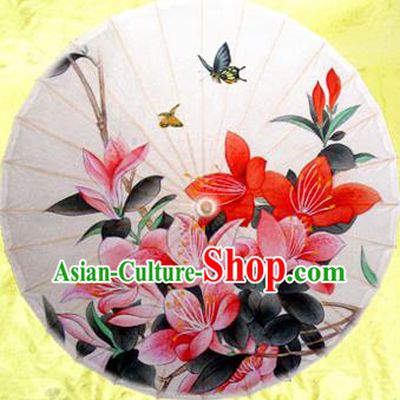 Handmade China Traditional Dance Painting Flowers Butterfly Umbrella Oil-paper Umbrella Stage Performance Props Umbrellas
