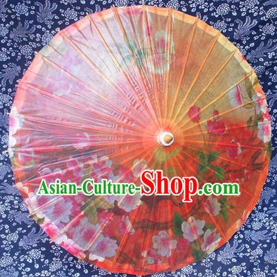 Handmade China Traditional Dance Ink Painting Wintersweet Orange Umbrella Oil-paper Umbrella Stage Performance Props Umbrellas