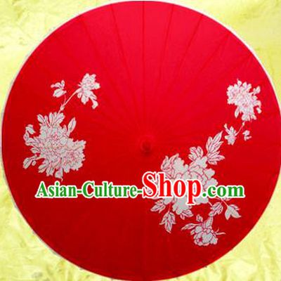 Handmade China Traditional Dance Wedding Umbrella Printing Peony Wedding Red Oil-paper Umbrella Stage Performance Props Umbrellas