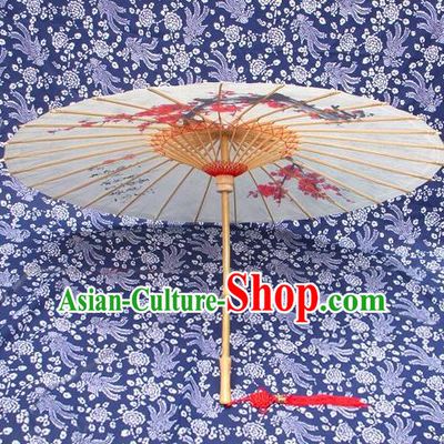 Handmade China Traditional Folk Dance Umbrella Painting Plum Blossom Oil-paper Umbrella Stage Performance Props Umbrellas