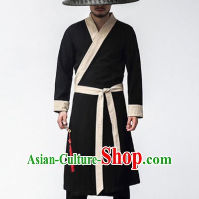 Ancient Chinese Fighter Costumes and Black Hat Complete Set