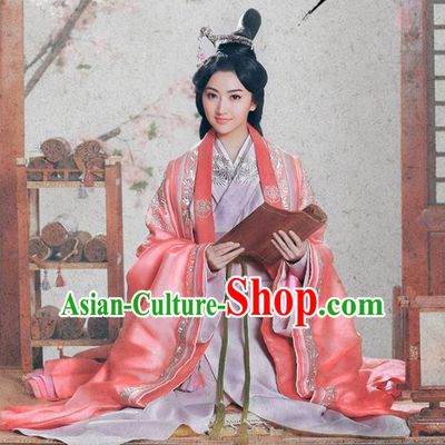 Traditional Chinese Ancient Han Dynasty Imperial Princess Delicate Embroidered Hanfu Costume for Women