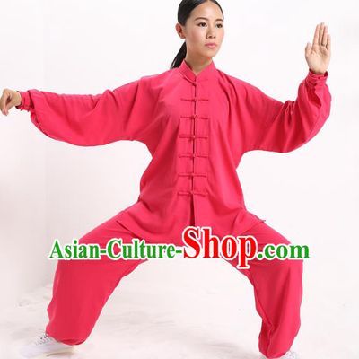 Top Grade Chinese Kung Fu Plated Buttons Costume, China Martial Arts Peach Pink Uniform Tai Ji Wushu Clothing for Women