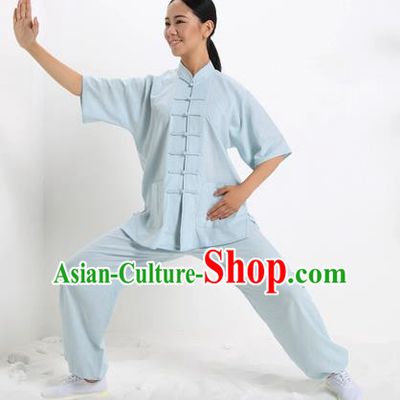 Top Grade Chinese Kung Fu Plated Buttons Costume, China Martial Arts Short Sleeve Uniform Tai Ji Wushu Clothing for Women