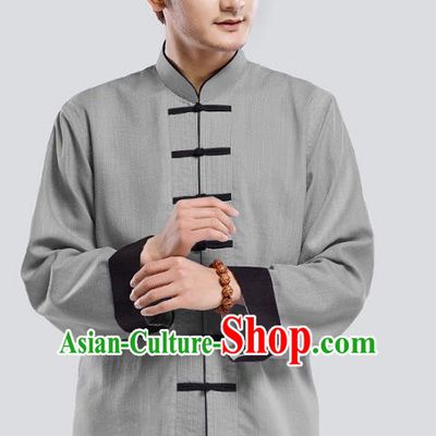 Top Grade Chinese Kung Fu Costume Tai Ji Training Grey Uniform, China Martial Arts Tang Suit Gongfu Clothing for Men