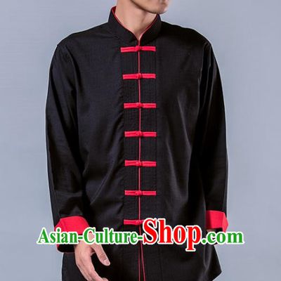 Top Grade Chinese Kung Fu Costume Tai Ji Training Black Uniform, China Martial Arts Tang Suit Gongfu Clothing for Men