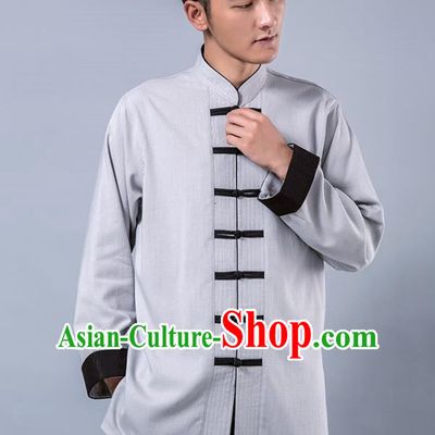 Top Grade Chinese Kung Fu Costume Tai Ji Training Grey Uniform, China Martial Arts Tang Suit Gongfu Clothing for Men