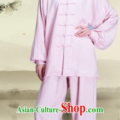 Top Grade Chinese Kung Fu Plated Buttons Pink Costume, China Martial Arts Uniform Tai Ji Wushu Clothing for Women
