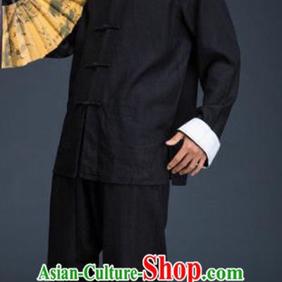 Top Grade Chinese Kung Fu Costume Tai Ji Training Black Uniform, China Martial Arts Gongfu Clothing for Men