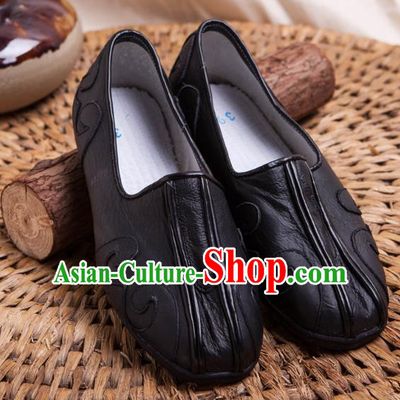 Traditional Chinese Shoes Kung Fu Wushu Shoes Embroidered Shoes Black Monk Shoes