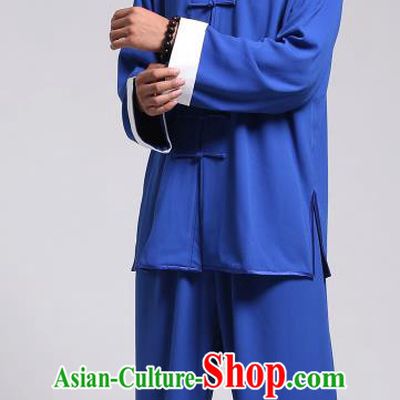 Top Grade Chinese Kung Fu Costume Tai Ji Training Printing Dragon Blue Uniform, China Martial Arts Gongfu Clothing for Men