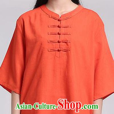 Top Grade Chinese Kung Fu Costume Martial Arts Orange Uniform, China Tai Ji Wushu Plated Buttons Clothing for Women