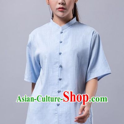 Top Grade Chinese Kung Fu Costume Martial Arts Blue Uniform, China Tai Ji Wushu Clothing for Women