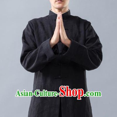 Top Grade Chinese Kung Fu Costume Tai Ji Training Uniform, China Martial Arts Black Tang Suit Gongfu Clothing for Men