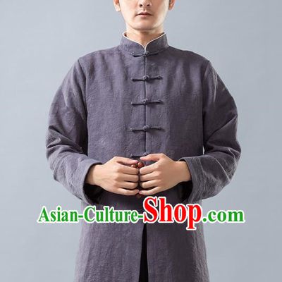Top Grade Chinese Kung Fu Costume Tai Ji Training Uniform, China Martial Arts Grey Tang Suit Gongfu Clothing for Men