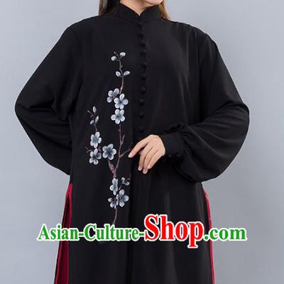 Top Grade Chinese Kung Fu Costume Martial Arts Ink Painting Peach Blossom Uniform, China Tai Ji Wushu Clothing for Women