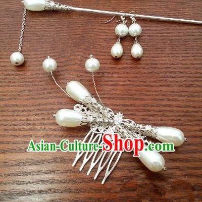 Traditional Handmade Chinese Ancient Classical Hair Accessories Palace Princess Pearls Hairpins for Women