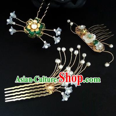 Traditional Handmade Chinese Ancient Classical Hair Accessories Hairpins Golden Hair Comb for Women