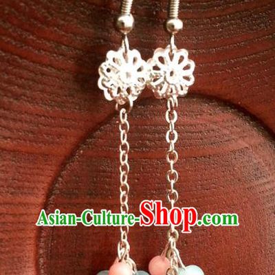 Traditional Handmade Chinese Ancient Princess Accessories Classical Beads Tassel Earrings for Women