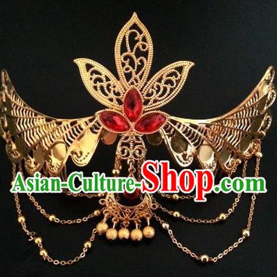 Traditional Handmade Chinese Ancient Classical Hair Accessories Hairpins Golden Phoenix Coronet for Women