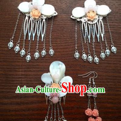 Traditional Handmade Chinese Ancient Classical Hair Accessories Shell Hairpins Hair Combs for Women