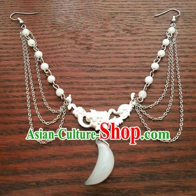 Traditional Handmade Chinese Ancient Classical Hair Accessories Moon Frontlet Hairpins for Women