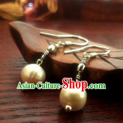 Traditional Handmade Chinese Ancient Princess Hanfu Eardrop Classical Pearl Earrings for Women