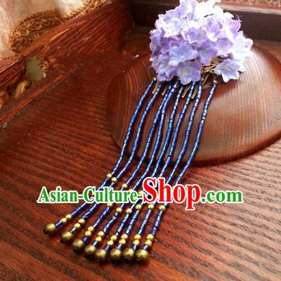 Traditional Chinese Handmade Classical Hair Accessories Purple Flowers Step Shake Ancient Hanfu Hairpins for Women